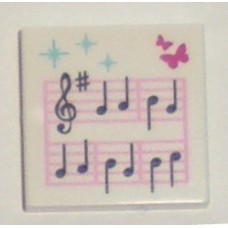 Part 3068bpb0589 Tile 2 x 2 with Music Notes and Butterflies Pattern